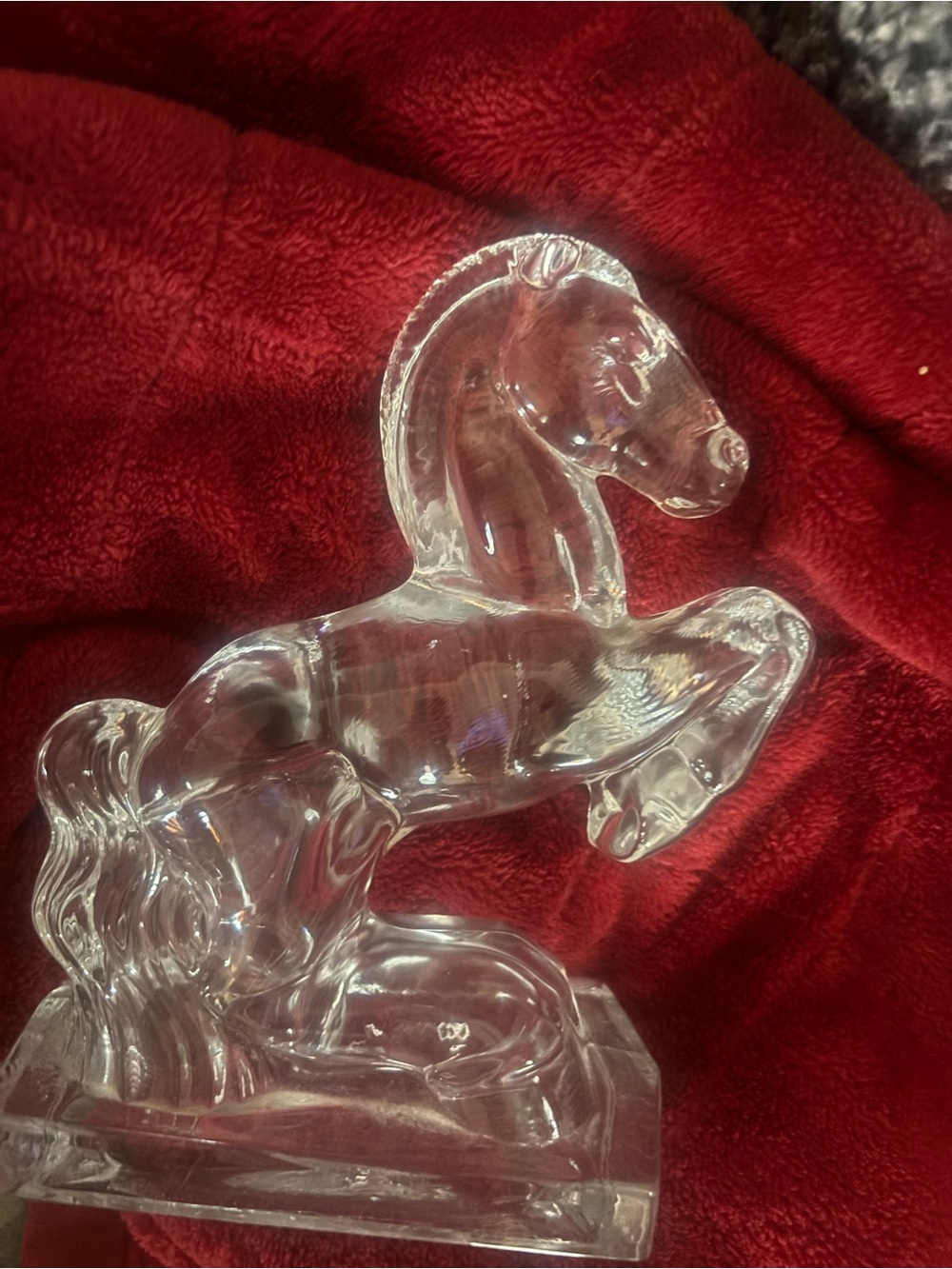 Clear Glass Rearing Horse Bookend - Decorative Home Accent